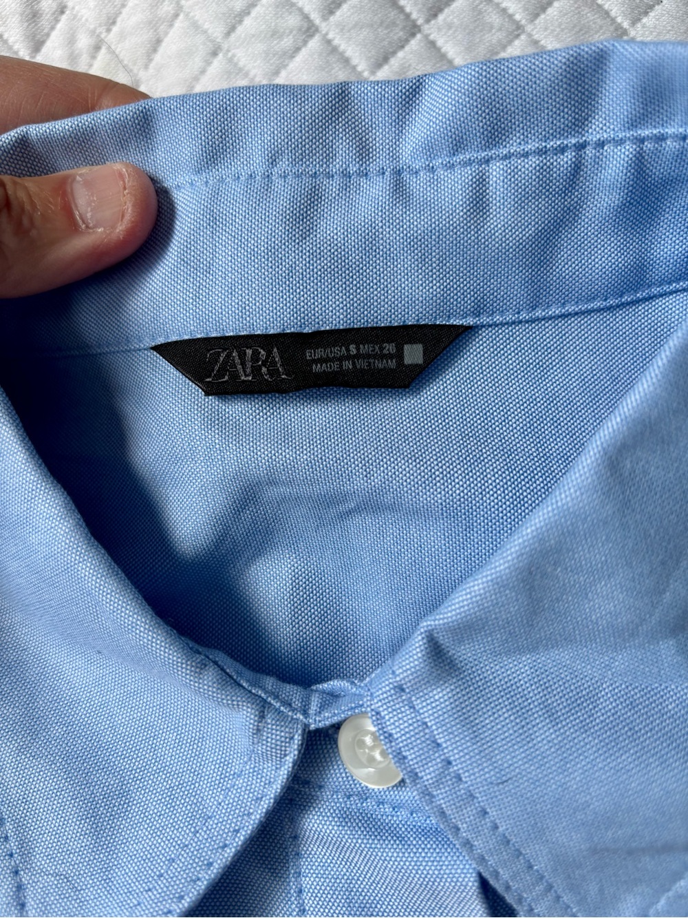 Zara cropped button shirt in classic blue